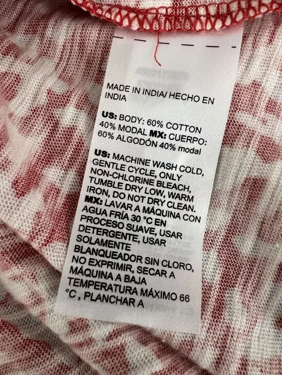 Chico's Size 4 (XXL) Slub Dot V-Neck Tee 3/4 Sleeve Coral Zinnia NWT Basic Knit - Picture 6 of 7